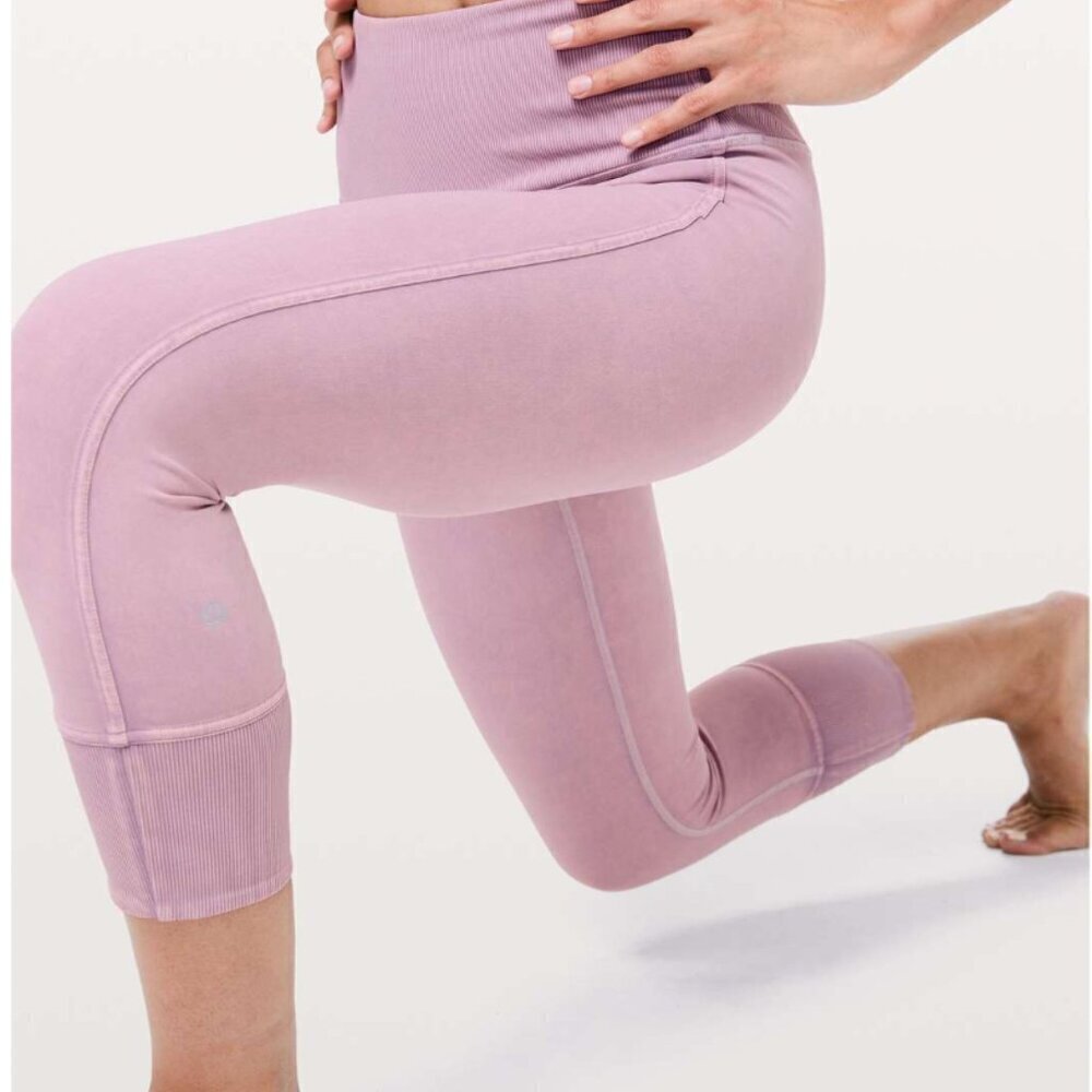 Lululemon Wunder Under Crop 23 Ribbed Washed Antoinette Size 8